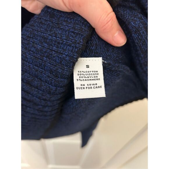 Elliott Lauren NWT Blue Marled Cotton Cashmere Blend Sweater, Sz Small, MP $145 - Picture 3 of 9
